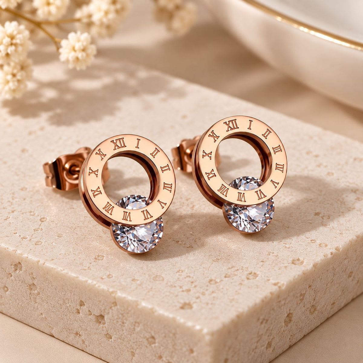 Boucles d'oreilles cercle chiffres romains